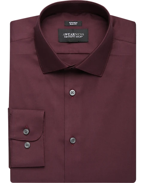 Awearness Kenneth Cole Slim Fit Performance Stretch Dress Shirt, Burgundy