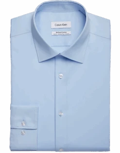 Calvin Klein Refined Cotton Stretch Supima Slim Fit Dress Shirt, Light Blue