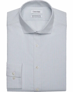 Calvin Klein Infinite Wrinkle Free Slim Fit Stretch Collar Dress Shirt, Blue Plaid