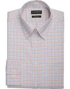 Lauren By Ralph Lauren UltraFlex Classic Fit Button-Down Collar Dress Shirt, Orange Plaid