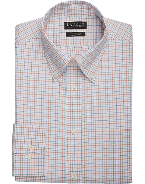 Lauren By Ralph Lauren UltraFlex Classic Fit Button-Down Collar Dress Shirt, Orange Plaid