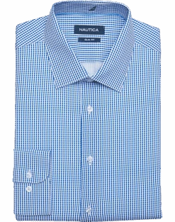 Nautica Slim Fit Four-Way Stretch Dress Shirt, Blue Check