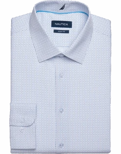 Nautica Slim Fit Four-Way Stretch Dress Shirt, Blue Dot