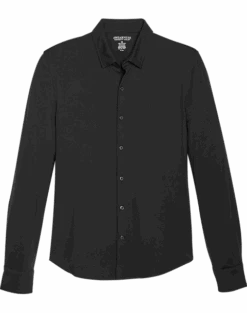 Awearness Kenneth Cole Slim Fit Spread Collar Sport Shirt, Black