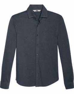 Joseph Abboud Modern Fit Spread Collar Shirt, Navy Blue Houndstooth