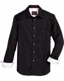 Egara Slim Fit Textured Woven Sport Shirt, Black