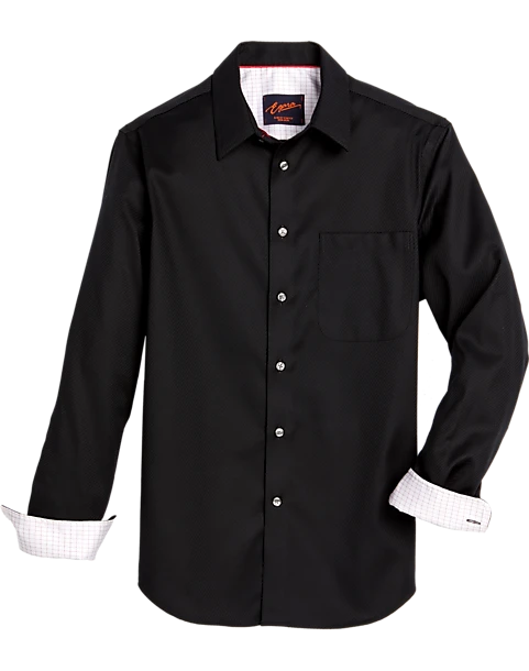 Egara Slim Fit Textured Woven Sport Shirt, Black