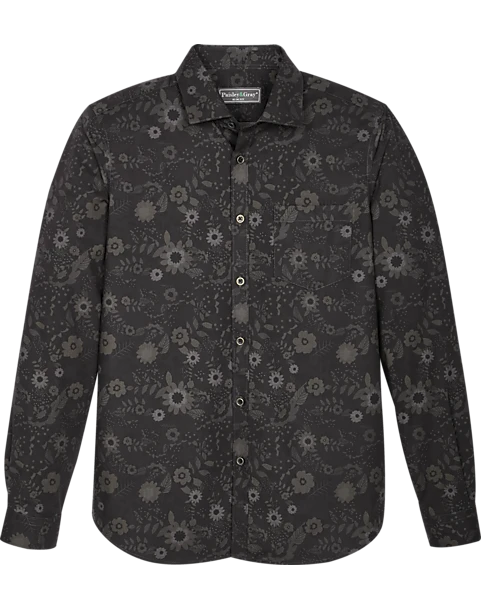 Paisley & Gray Slim Fit Spread Collar Sport Shirt, Black Floral