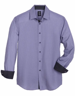 Michael Strahan Modern Fit Spread Collar Sport Shirt, Purple Link