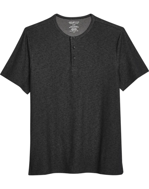 Awearness Kenneth Cole Modern Fit Short Sleeve Henley, Black