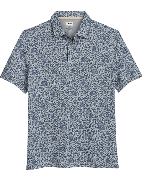 Joseph Abboud Modern Fit Short Sleeve Polo Shirt, Gray & Blue Floral