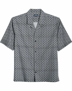 Haggar Modern Fit Short Sleeve Camp Shirt, Black Turtles