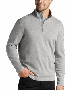 Joseph Abboud Modern Fit Textured Knit 1/4 Zip Sweater, Gray