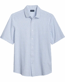 Haggar Modern Fit Short Sleeve Pique Sport Shirt, Light Blue