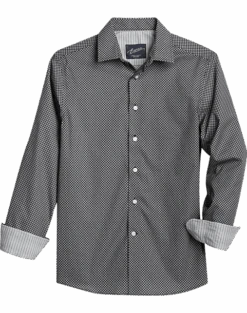 Egara Slim Fit Sport Shirt, Black Cat Eye Print