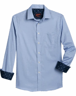 Egara Slim Fit Sport Shirt, Blue Woven Check