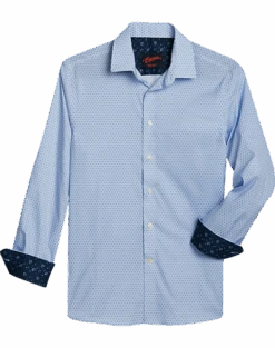 Egara Slim Fit Sport Shirt, Blue Daisy Dot