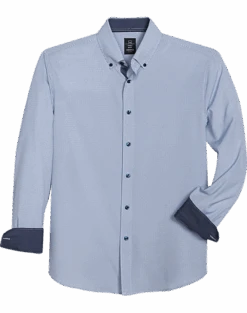 Michael Strahan Modern Fit Four-Way Stretch Sport Shirt, White Mini Diamond
