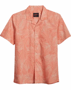 Egara Slim Fit Short Sleeve Sport Shirt, Coral Palmetto