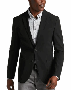 Awearness Kenneth Cole Slim Fit Soft Jacket, Black Seersucker