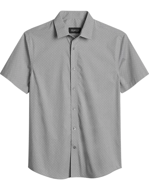 Awearness Kenneth Cole Slim Fit Short Sleeve Sport Shirt, Light Gray Geo