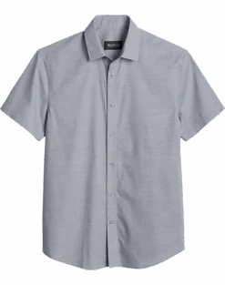 Awearness Kenneth Cole Slim Fit Short Sleeve Slub Sport Shirt, Light Gray