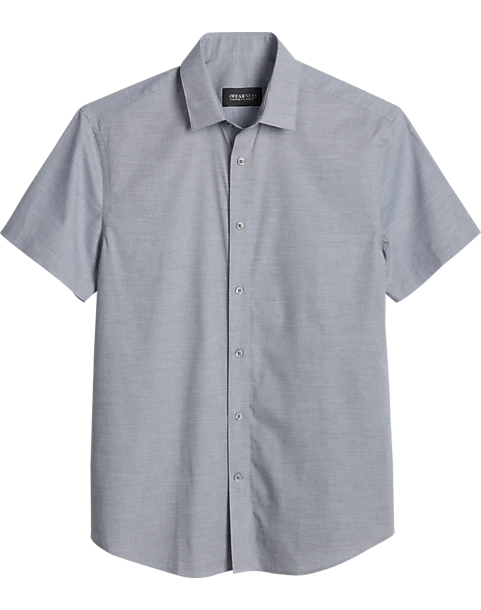 Awearness Kenneth Cole Slim Fit Short Sleeve Slub Sport Shirt, Light Gray