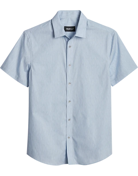 Awearness Kenneth Cole Slim Fit Short Sleeve Sport Shirt, Light Blue Rain