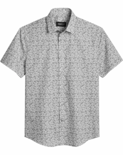 Awearness Kenneth Cole Slim Fit Short Sleeve Sport Shirt, Light Gray Camo