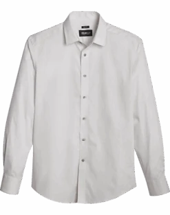 Awearness Kenneth Cole Slim Fit Sport Shirt, Silver Gridlock