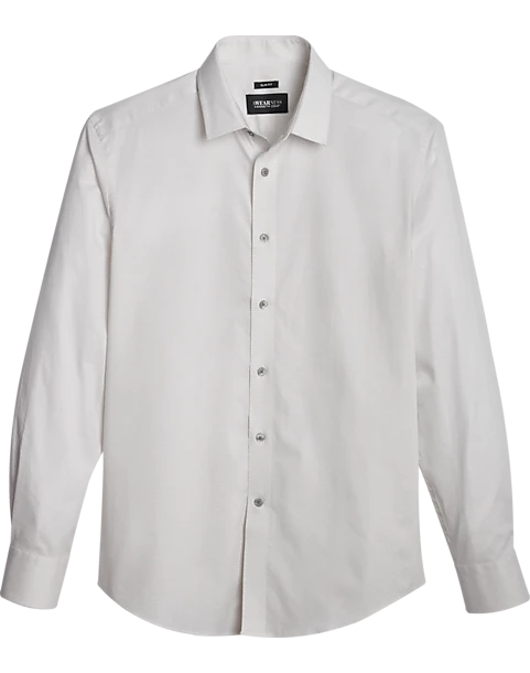 Awearness Kenneth Cole Slim Fit Sport Shirt, Silver Gridlock