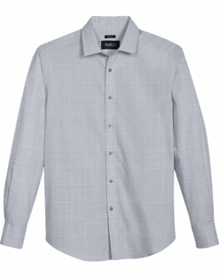 Awearness Kenneth Cole Slim Fit Spread Collar Sport Shirt, Gray Plaid