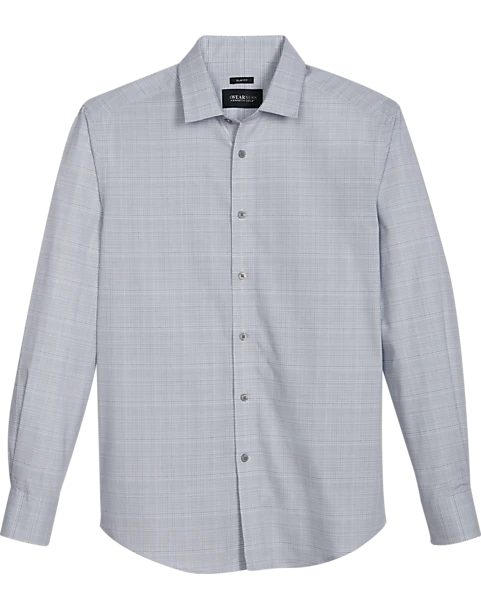 Awearness Kenneth Cole Slim Fit Spread Collar Sport Shirt, Gray Plaid
