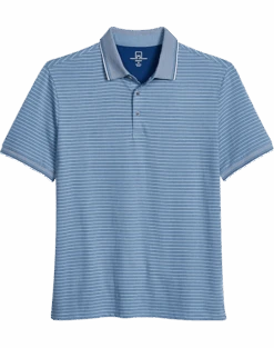 Michael Strahan Modern Fit Short Sleeve Polo, Blue Stripe