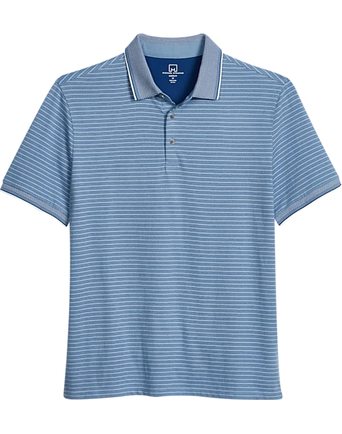 Michael Strahan Modern Fit Short Sleeve Polo, Blue Stripe