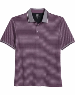 Michael Strahan Modern Fit Short Sleeve Polo, Purple Stripe