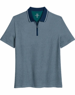 Michael Strahan Modern Fit Zip Polo, Teal