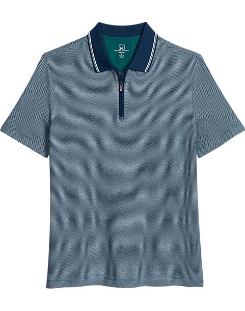 Michael Strahan Modern Fit Zip Polo, Teal