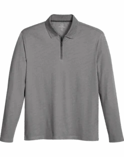 Michael Strahan Modern Fit Long Sleeve Polo, Gray