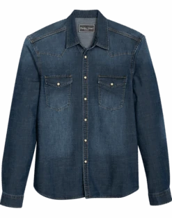 Paisley & Gray Slim Fit Spread Collar Denim Sport Shirt, Blue