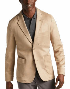 Joseph Abboud Modern Fit Notch Lapel Ultra Suede Soft Jacket, Sand