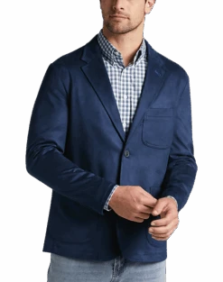 Joseph Abboud Modern Fit Notch Lapel Ultra Suede Soft Jacket, Dark Blue