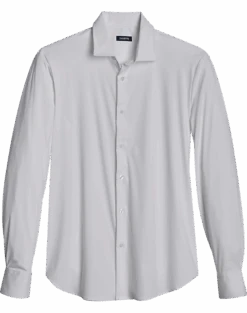 Zanetti Modern Fit Spread Collar Sport Shirt, White