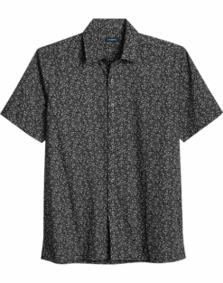 Zanetti Modern Fit Camp Shirt, Charcoal Mini Floral