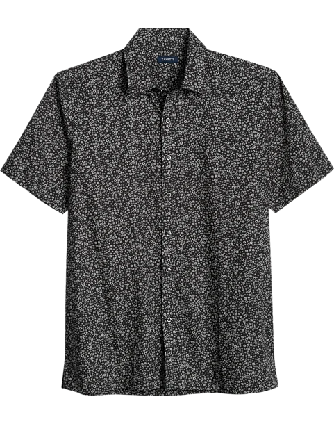 Zanetti Modern Fit Camp Shirt, Charcoal Mini Floral