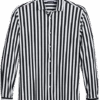 Zanetti Modern Fit Spread Collar Sport Shirt, Black And White Stripe