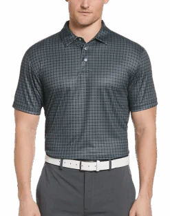 PGA Tour Classic Fit Printed Polo, Black
