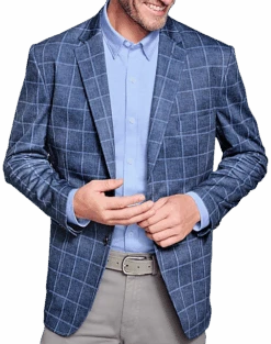 Johnston & Murphy Modern Fit XC Flex Knit Blazer, Blue Windowpane