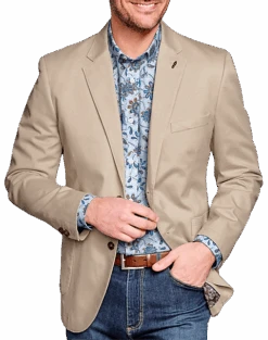 Johnston & Murphy Modern Fit Washed Cotton Blazer, Tan