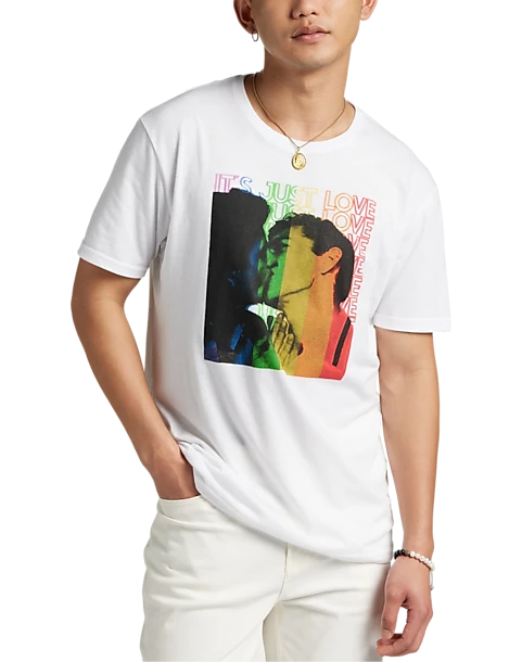 The Phluid Project Classic Fit It's Just Love Graphic Crew, White